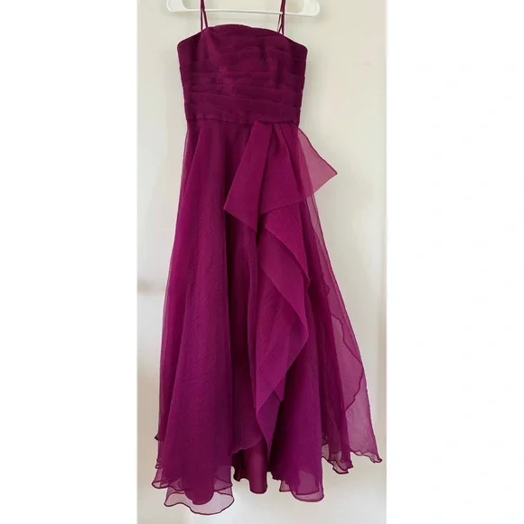 Theia Teresa Draped Tulle Gown - Sangria - Size 6 - Picture 5 of 9